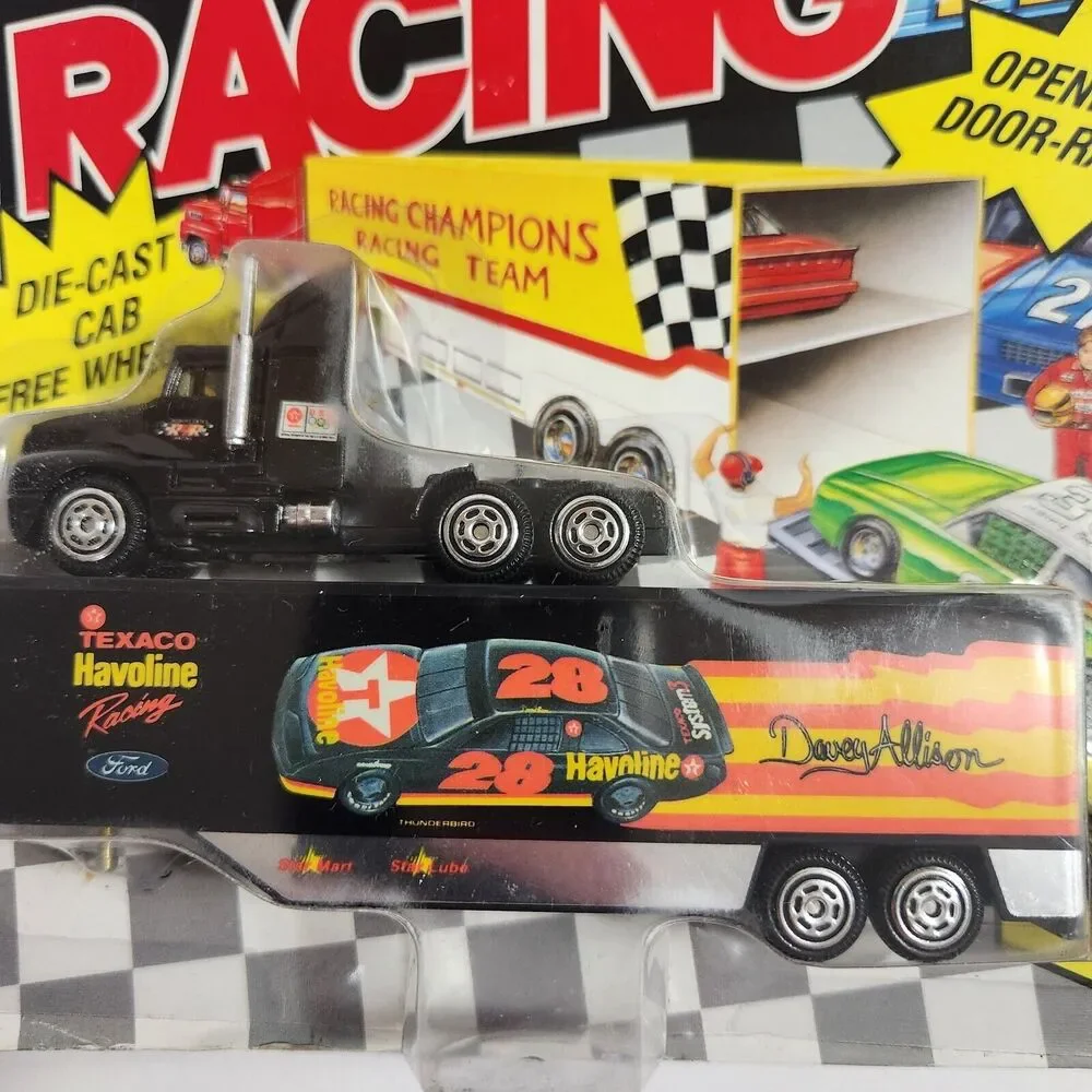 Vtg  1992 Racing Team Transporter  #28 Davey Allison W Mini Stock Car